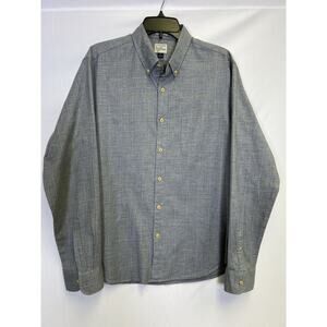 VTG J CREW 100%Cotton Plaid Gray Button‎ Up Shirt Large Oxford Dress Outdoor Men
